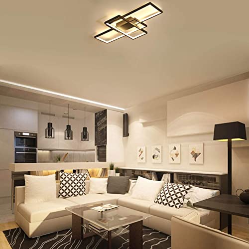Unitary Brand Modern Metal And Black Acrylic Remote Control Led Bedroom Semi Flush Mount Ceiling Light Fixture, Hallway Light Fixtures Ceiling Mount, Industrial Close To Ceiling Light Fixtures #TOP3