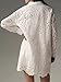 CHARTOU Women Eyelet Lace Dress Button Down Shirt Loose Fit Summer Casual Mini Dress (Small,White)