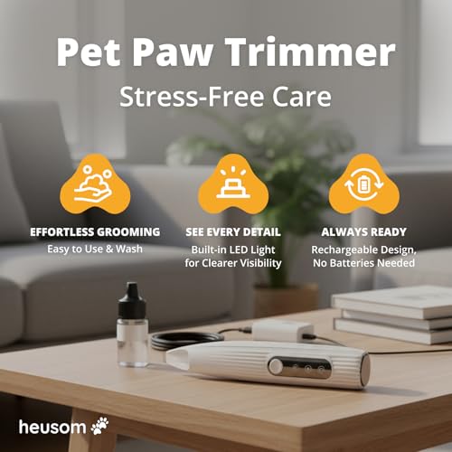 Image of Silent Pet Paw Trimmer | Cordless Shaver for Dogs, Cats, Big & Small Animals with Light | Rechargeable Home and Salon Grooming Tool for Paws, Face, Ears, Butt