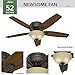 Hunter Fan Company, 53314, 52 inch Newsome Premier Bronze Low Profile Ceiling Fan with LED Light Kit and Pull Chain