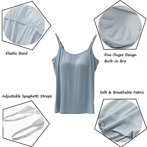 STARBILD Damen Ultralight Spaghetti Top Unterhemd mit unsichtbarer gepolsterter BH Ohne Bügel Verstellbarem Spaghettiträger Komfortable Gepolsterte Unterhemd, Dunkelblau L 4