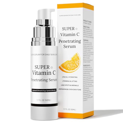 Vitamin C Serum, Vitamin C Serum for Face, All-In-One Hydrating, with Hyaluronic Acid Vitamin E Smooths Fine Lines for Neck Face,1.7 fl.oz