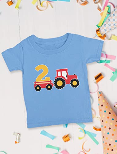 Tstars 2 Year Old 2Nd Birthday Shirt Boy Construction Party Tractor Shirts For Boys 3T California Blue #TOP3