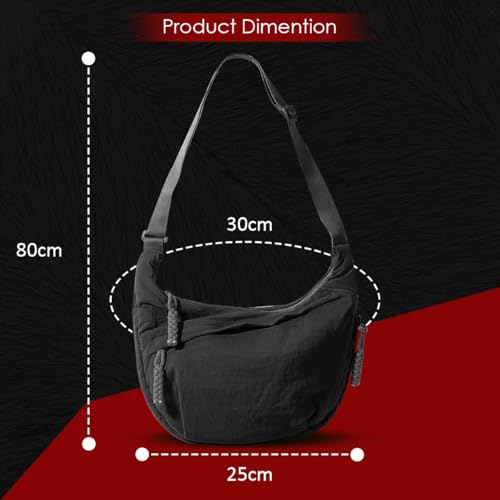 Image of Stvin Crossbody Travel Sling Bags for Women and Men, Crescent Shoulder Purse Bag with Zipper & Adjustable Strap, Half - Moon Shaped Waist Bag, Unisex Chest Bag - Nylon Fabric