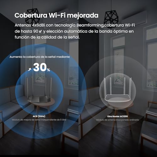 Tenda AC8 AC1200 Dual-Band MU-MIMO Wireless Gigabit Router, Wi-Fi speed up to 867Mbps/5G + 300Mbps/2.4G, 4 Gigabit Ports, Parental Control, Guest... - Image 6