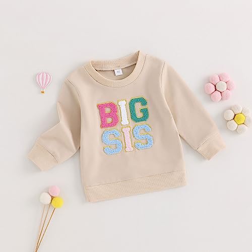 VISGOGO Infant Baby Boy Girls Big Lil Bro Big Lil Sis Matching Set Sweatshirt Romper Embroidery Sweater Toddler Clothes3