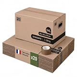 Pack and Move - Lot 20 cartons déménagement stockage standard - 60 x 30 x 30 cm - Poignées...