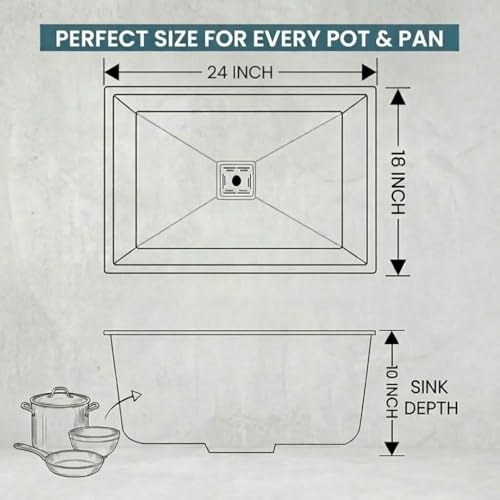 Image of ARQUIN Kitchen Sink 24 inchx18 inchx10 inch Inch 304 Grade Single Bowl Stainless Steel Handmade Matt Finish Single Bowl Kitchen Sink For Basin With Vegetable Fruit Tray /Waste Coupling Hose Pipe /Kitchen Sinks