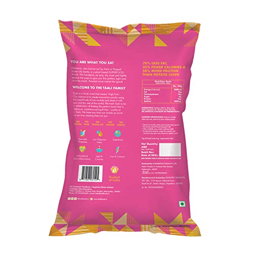 Image of Taali Roasted Makhana | 58 gm (Pack of 6) | Ghee Himalayan Pink Salt | 100% Vegatarian | Gluten Free, No Cholesterol, No Trans-Fat