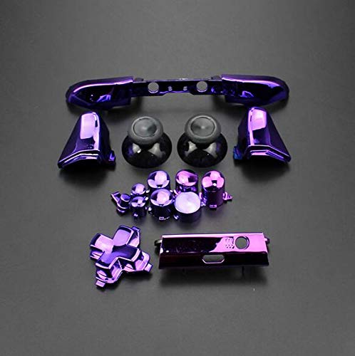 Replacement Full Set Button Bumper Trigger Buttons Guide Dpad RT LT RB LB ABXY ON Off Button Kit for Xbox One Slim Xbox One S Controller (Chrome Purple)