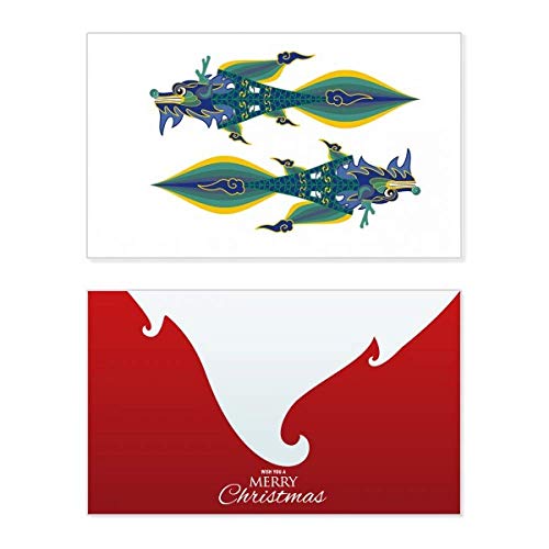Carte de Noël dragon d'exception, illustration Tour Eiffel en Chine