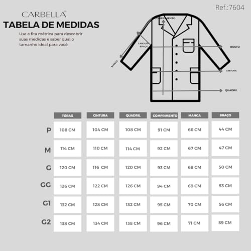 Jaleco Masculino com Ziper Slim Gola Padre Two Way Style Médico Enfermeiro Dentista (M, Branco)