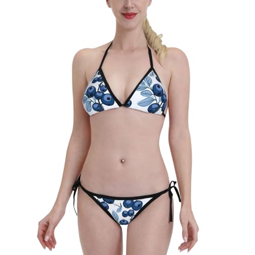 Traje De Bikini Dos Piezas Deliciosos Arándanos. Impreso. Bañadores Push Up Triangulares Bañadores Deportivos Atados