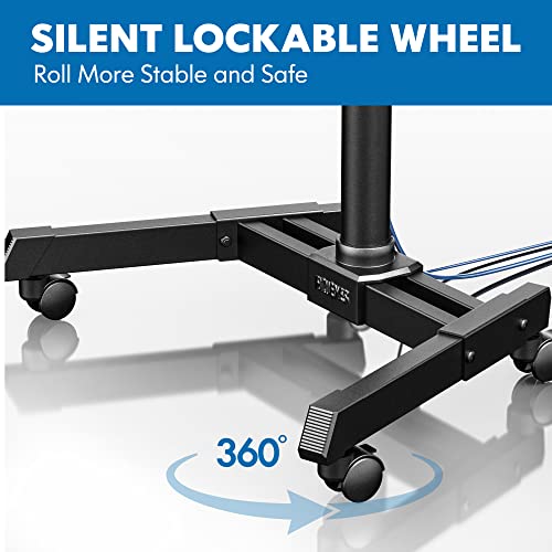 Fitueyes Mobile Tv Cart With Wheels For 23-60 Inch Lcd Led Flat Curved Screen Tvs Up To 77 Lbs Mobile Rolling Tv Stand With Height Adjustable Shelf Trolley Floor Stand Max Vesa 400X400 (Black) #TOP4