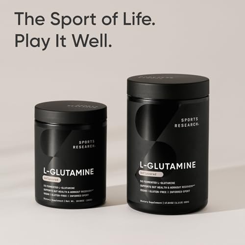 Image of Sports Research L-Glutamine - Workout Recovery, Immune Health & Gut Health Support - 5 G Per Serving - 10.58 Oz