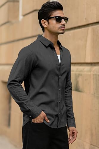 Image of Popcorn Textured Shirts for Men Black M