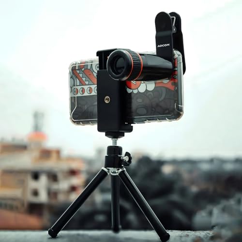 Image of Adcom 8X Zoom Telephoto Mobile Phone Camera Lens - Compatible with All iPhone & Android Smartphones (Black)
