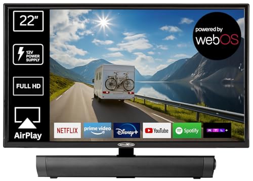 Reflexion LED22iBT Smart-TV 22 Zoll mit Soundbar, Full-HD, WLAN, Bluetooth, HDMI, USB, CI+, 12V-KFZ-Adapter – ideal für Wohnmobile, Wohnwagen, Camper & Boote – inkl. Fernbedienung