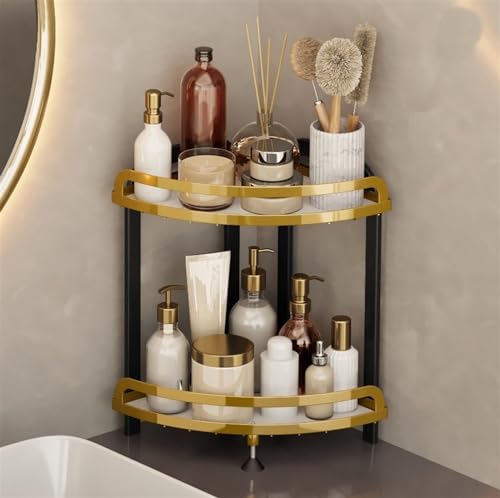 Estante de esquina de 2 niveles ideal para el orden en baños y cocinas 7