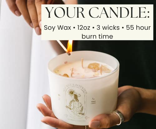 Healing Crystal Candle - 12Oz Soy Candle With Crystals Inside. Manifestation Aromatherapy Candle, Spiritual Gifts For Women. Crystals And Healing Stones, Self Love Three Wick Zodiac Astrology Candles #TOP1