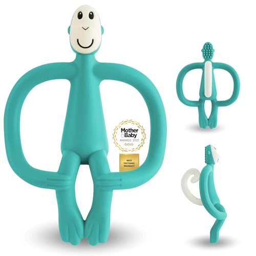 Matchstick Monkey - Beißring Affe Original - Baby Zahnungshilfe - weiche Noppen massieren wundes Zahnfleisch - Silikon BPA-frei - Greifling für Zahnen - ab 3 Monaten - grün
