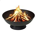 Sunjoy 22" Black Steel Round Wood Burning Fire Pit - Enhance Your Outdoor Experience