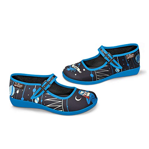 Image of Hot Chocolate Design Chocolaticas Funky Canvas Women's Mary Jane Flat Shoes, Scorpio, 8 UK