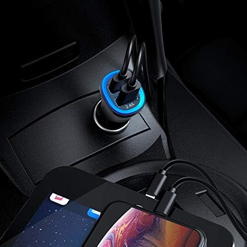 TechRise Car Charger, 2-Port Dual USB Car Charger Cigarette Charger with Smart-Adaptive Rapid Charging Technology (Built-in Safety Protection) for iPhone, iPad Pro/Air 2 / mini 3, Galaxy and More