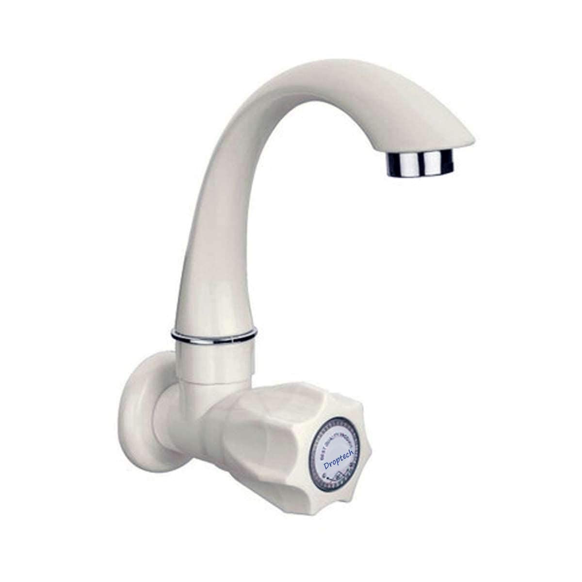 Pvc Sink Taps Cock For Kitchen Sink Faucet/Plastic Sink Cock Tap/Bathroom Wash Basins Wall Mounted Standard Size 1/2'' (15Mm) White, Polished