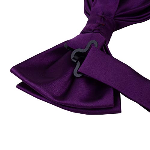 Image of GUSLESON Men's 3-pc Solid Color Bow Tie Gift Set - Double‑Fold Pre-Tied Bow Tie, Pocket Square, Cufflinks - Wedding Formal Party