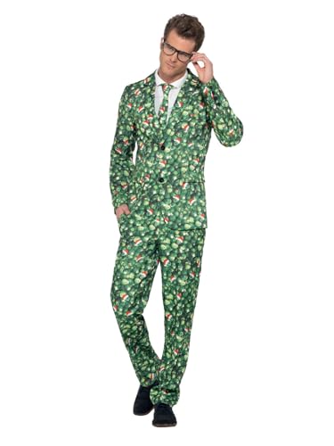 Smiffys Brussel Sprout Suit, Green with Jacket, Trousers & Tie, Stand Out Suits Fancy Dress, Xmas Dress Up Costumes Halloween