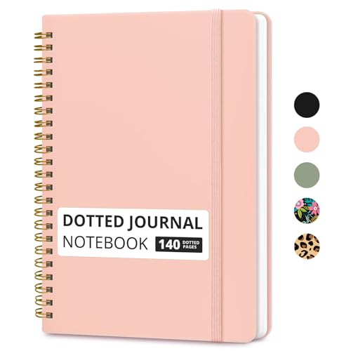 Image of Taja Dotted Spiral Journal Notebook for Women & Men, 140 Pages, Dotted Notebook for Journaling & Note Taking, Journals for Writing, A5(5.7 inch x 7.9 inch) - Pink