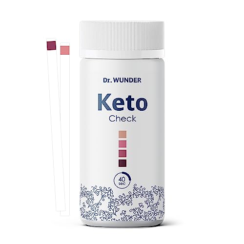 Dr. Wunder® Keto-Check: 100 tiras reactivas | ideal para la medición precisa de las cetonas en la orina | perfecto para la dieta cetogénica | resultado exacto en sólo 40 segundos