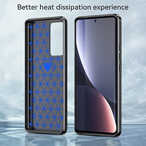 Image of NPRC Hybrid Ultra Slim Protective Case TPU Non-Slip Carbon Fiber Texture Shockproof Case Cover for RedmI 12 Pro - Black