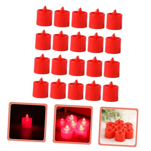 Velas LED sin llama hechas de plástico con batería de botón rojas 5
