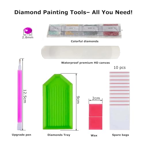 TOPCLTV Diamond Painting Kit for Adults Beginners, Full Round 5D Diamond Art Kit, American Flag Tree of Life DIY Paint by Diamonds Gem Art Craft for Relaxation Hobby Home Wall Decor 13.8x13.8 Inch