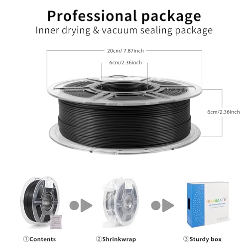 Image of iSANMATE ASA Filament 1.75mm Bundle 2KG (4.4lbs), UV & Weather Resistant 3D Printer Filament Perfect for Outdoor Functional Parts, Black+Black