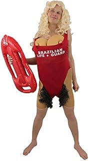 MENS BRAZILIAN BABS NOVELTY LIFEGUARD WITH WIG PERFECT FOR BEACH LIFE GUARD FILM STAG PARTY FANCY DRESS COSTUME (BLONDE)