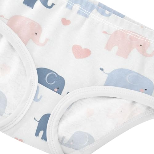 Wusikd Cute Elephants Girls' Underwear Cotton Pink Hearts Girls Briefs Soft Toddler Underwear 2T4