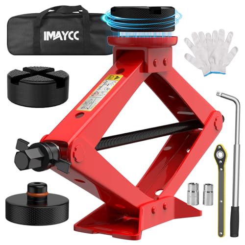 Cric Voiture 3T/3000KG IMAYCC 2026 Mise à Niveau Universel Crique Voiture avec Tampon Caoutchouc, Portable Cric De Levage avec Clé pour Écrous De Roue, Kit Urgence Automobile pour SUV MPVTesla