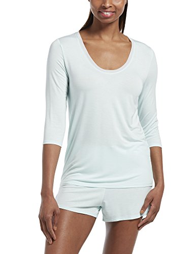 HUE Women's SleepWell with TempTech 3/4 Sleeve Pajama Sleep Top, Soothing sea, Extra Large