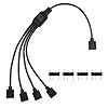 YACSEJAO ARGB-Splitterkabel 5V 3Pin Adresseerbare RGB 1 tot 4 Splitterkabel met Mannelijke Pins voor Computerchassis, CPU-koeler en 5V ARGB-Ventilator