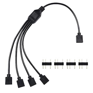 YACSEJAO ARGB-Splitterkabel 5V 3Pin Adresseerbare RGB 1 tot 4 Splitterkabel met Mannelijke Pins voor Computerchassis, CPU-koeler en 5V ARGB-Ventilator