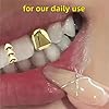 2Pcs Solid Hip Hop Teeth Plain,Shiny Hip Hop Teeth Grill Caps,Gold Tooth Cap,Single Top Fang Tooth Grills Cap,Fake Gold Teeth,Temporary Tooth Decoration for Adult,for Party Cosplay,Easy to Wear #1