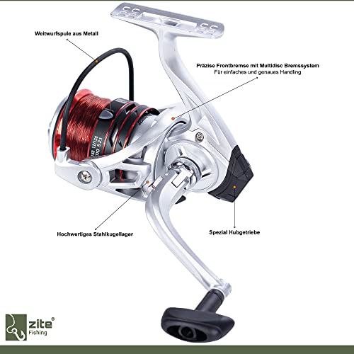 Zite Fishing Angelset Allround - Karpfen Aal Teleskoprute 270cm 30-80g + Angelrolle mit 2 Aluspulen mit Schnur Bespult – Bild 6