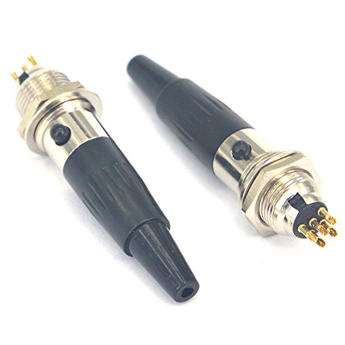 5 Pin Mini XLR Connector Set, TA5F Female Cable Plug & TA5M Male Chassis Mount Socket, Professional Microphone Audio Adapter for Wireless Bodypack & Aviation Headset Repair, Solder Type Set of 2