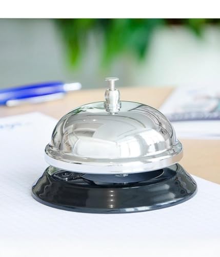 OISE ART STORE Trade Shop - Campanello da Reception Bancone Hotel Lucido 9x7 Cm in Acciaio Base Antiscivolo