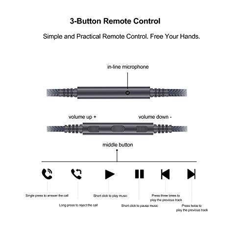 Image of 3.5mm to 2.5mm Male Audio Replacement Cable Compatible with Bose oe2, oe2i, AE2, QC35 Headphones, Remote Volume Control & in-Line Mic Cord Compatible with iPhone