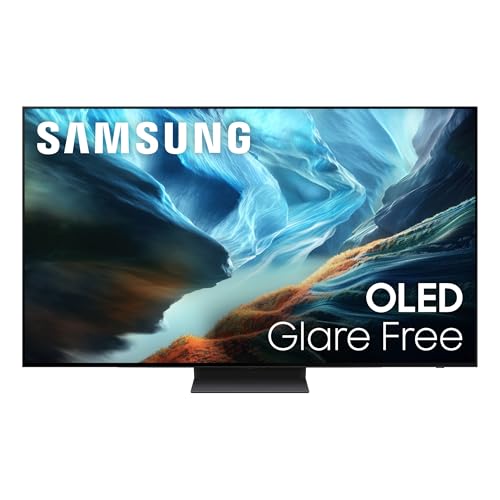 Samsung 55-inch S90H OLED TV with game controller showing racing game