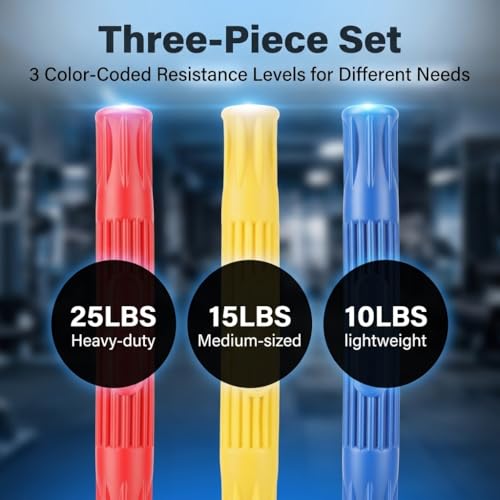 Image of Proberos 3Pack Hand Strength Trainer Bars, 31cm Power Twister Bar, Forearm Flexer Flexbar for Tennis Elbow, Golfers Elbow Pain Relief, Injury Rehab, Fitness & Travel Use